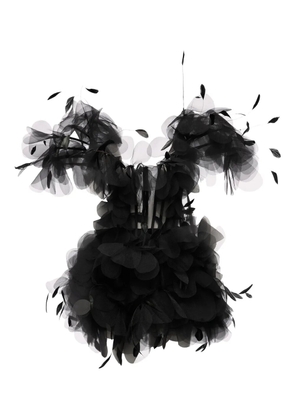Ana Radu feather-trimmed ruffled dress - Black