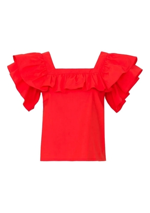 Lhd ruffled square neck blouse - Red