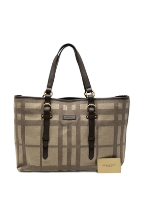 Burberry Pre-Owned 2000-2017 Tonal Check Canvas tote bag - Brown