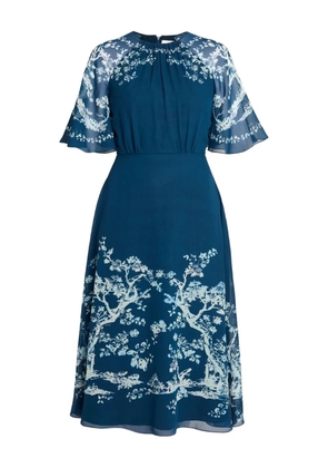 ERDEM short-sleeve floral print midi dress - Blue