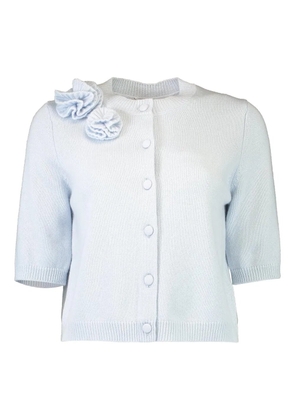 Allude floral-detail crew-neck cardigan - Blue