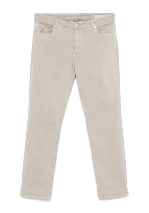 Brunello Cucinelli logo-embroidered jeans - Grey