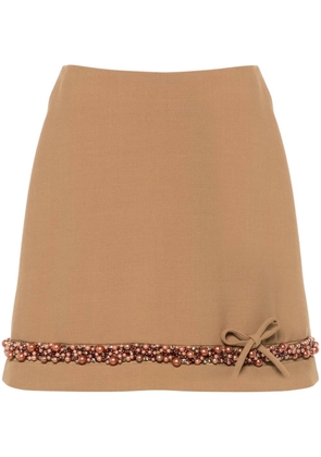 Viktor & Rolf pearl-embellished mini skirt - Brown