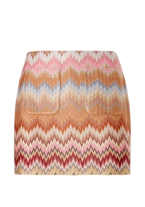 Missoni patch-pocket zigzag-pattern mini skirt - Orange