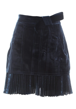 3.1 Phillip Lim pleated-trim velvet skirt - Blue