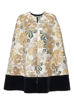 Carolina Herrera floral-jacquard velvet-trim cape - Neutrals
