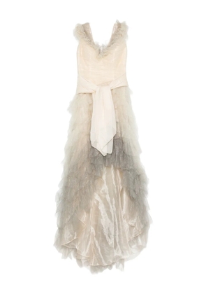 Gemy Maalouf ruffled glitter maxi dress - Neutrals