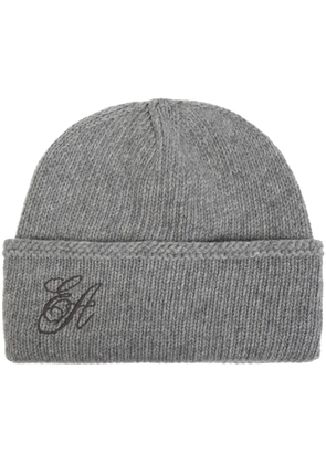 Emporio Armani embroidered-logo wool beanie - Grey