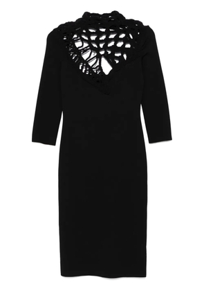 Roberto Cavalli open-knit detailed midi dress - Black