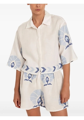 GREEK ARCHAIC KORI embroidered-motif shirt - White