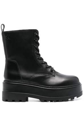 Calvin Klein Jeans leather platform boots - Black