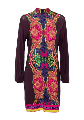 Just Cavalli Vintage paisley-print long-sleeve dress - Purple
