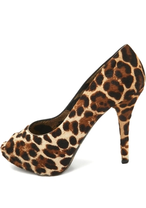 Dolce & Gabbana Pre-Owned 110mm leopard-print peep-toe pumps - Brown