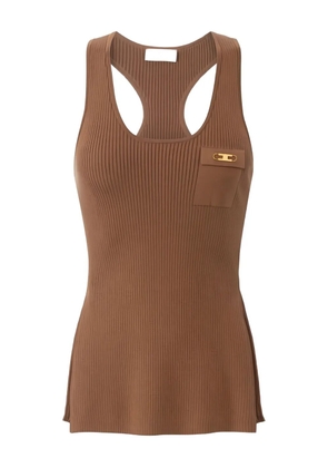 Elisabetta Franchi ribbed breast-pocket tank top - Brown
