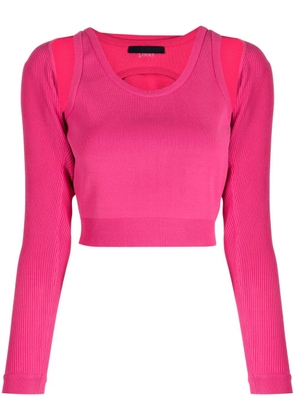 Juun.J cut-out layered cropped top - Pink