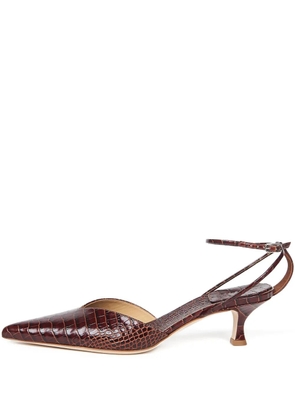 A.W.A.K.E. Mode 50mm Dina Coco ankle-strap pumps - Brown