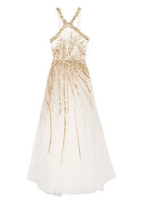 Saiid Kobeisy bead-embellished tulle dress - Neutrals