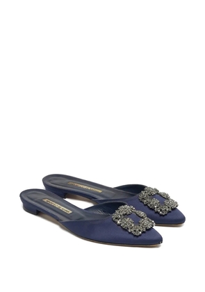 Manolo Blahnik Hangisi crystal satin mules - Blue