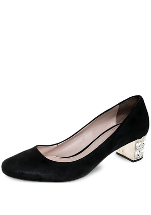 Miu Miu Pre-Owned 45mm crystal block-heel pumps - Black