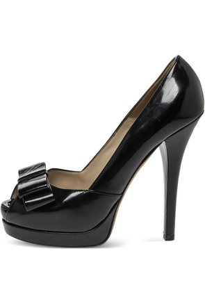 Fendi Pre-Owned 140mm patent leather bow pumps - Black