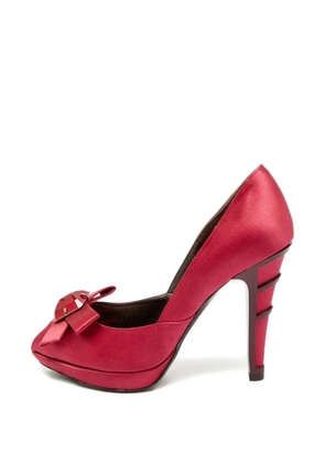 Ferragamo Pre-Owned bow-embellishment peep-toe pumps - Red