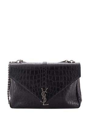 Saint Laurent Pre-Owned Classic Monogram College Bag Crocodile Embossed Leather Large satchel - Black