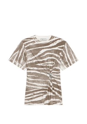 Blumarine dolphin-brooch printed T-shirt - Brown