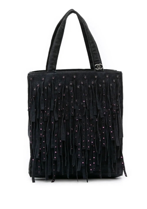 CHANEL Pre-Owned 2000-2002 Mini Suede Studded Fringe tote bag - Black
