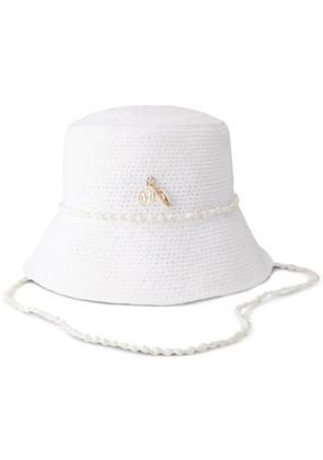 Maison Michel Axel shell-embellished knitted bucket hat - White