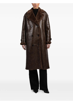 tensione in faux-leather coat - Brown