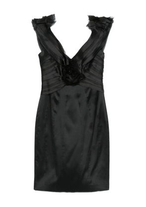 Gemy Maalouf rose-embellished pleated dress - Black