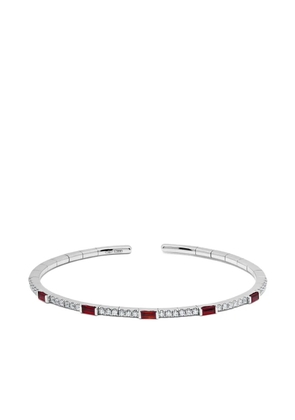 Jewels Aficionado 18K white gold ruby diamond cuff - Silver