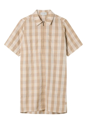 Lee Mathews gingham zip-front shirt mini dress - Neutrals