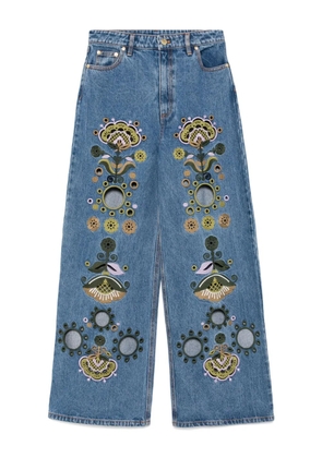 Cynthia Rowley embroidered wide-leg jeans - Blue