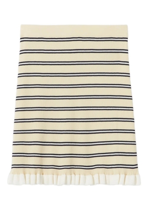 Claudie Pierlot striped ruffled-hem mini skirt - Neutrals