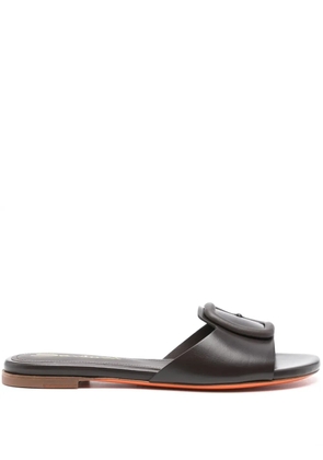 Santoni decorative-buckle slides - Brown