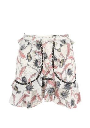 Isabel Marant Vintage Ugi embellished ruffled mini skirt - Neutrals