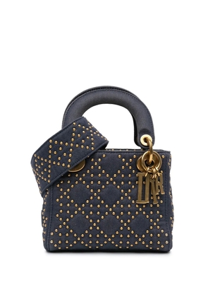 Christian Dior Pre-Owned 2017 Mini Denim Cannage Studded Supple Lady Dior satchel - Blue