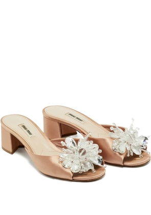 Miu Miu Pre-Owned crystal satin sandals - Pink