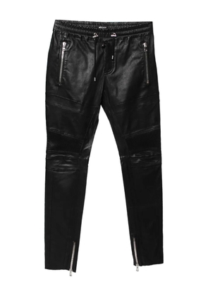 Balmain Pre-Owned drawstring leather biker trousers - Black