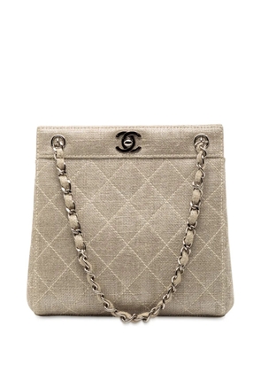 CHANEL Pre-Owned 1997-1999 Mini CC Stitched Linen Chain tote bag - Brown