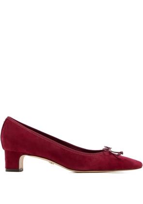 Sam Edelman 40mm bow-embellishment suede pumps - Red