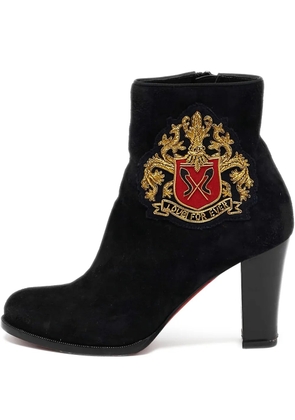 Christian Louboutin Pre-Owned 105mm crest-motif ankle boots - Black