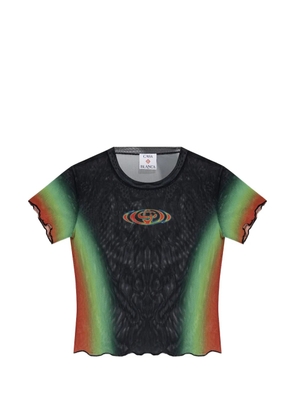 Casablanca ruffled printed top - Black