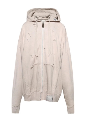 Maison MIHARA YASUHIRO distressed zip-up hoodie - Neutrals