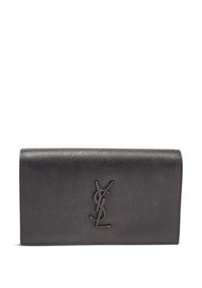 Saint Laurent Pre-Owned Cassandre-logo leather clutch bag - Black