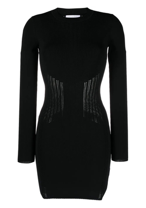 Patrizia Pepe logo plaque perforated bodycon dress - Black