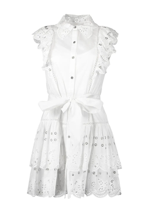 Christy Lynn Tyler ruffled-eyelet mini dress - White