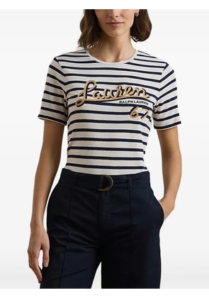 Lauren Ralph Lauren striped embroidered T-shirt - White