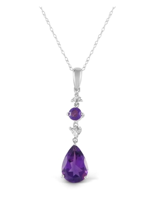 LB Exclusive 14kt white gold diamond and amethyst pendant necklace - Silver